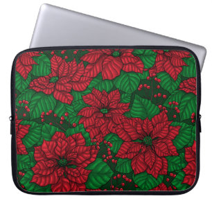 Poinsettia, Christmas pattern Laptop Sleeve
