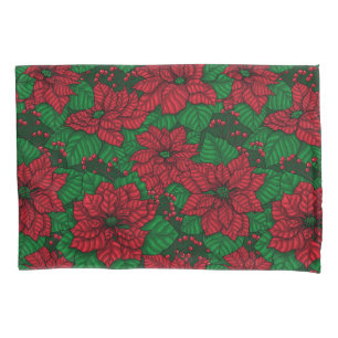 Poinsettia, Christmas pattern Pillowcase