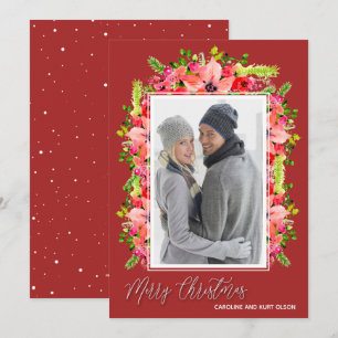 Poinsettia Christmas Photo Holiday Card