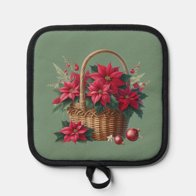 Poinsettia Christmas Pot Holder (Front)