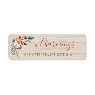 Poinsettia & Christmas Rose Floral Return Address