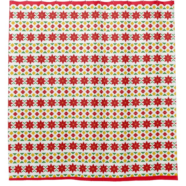 Poinsettia Christmas Shower Curtain (Front)
