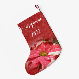 Poinsettia Christmas Stocking Red - Personalise