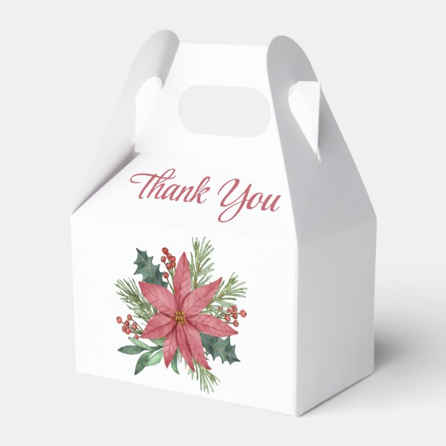 Poinsettia Christmas Thank You Wedding Party Favour Box (Back Side)