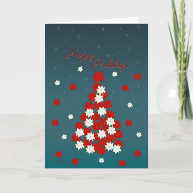 Poinsettia Christmas Tree Greeting Card (Front)