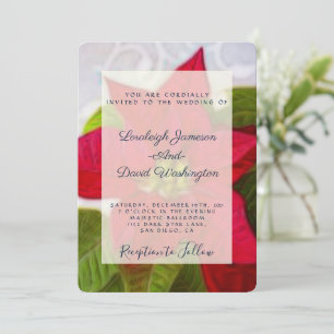 Poinsettia Christmas wedding invitation