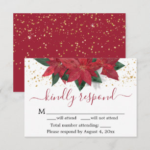 Poinsettia Christmas Wedding RSVP Card