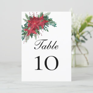 Poinsettia Christmas Wedding Wedding Table Card