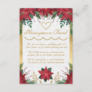 Poinsettia Christmas Winter Wedding Honeymoon Fund Enclosure Card