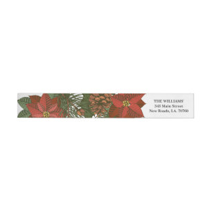 Poinsettia Christmas Wrap Envelope Label