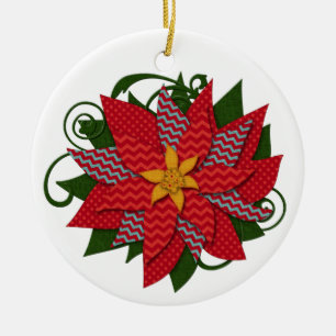 Poinsettia   Christmas You Personalise Ceramic Tree Decoration