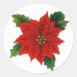Poinsettia Classic Round Sticker