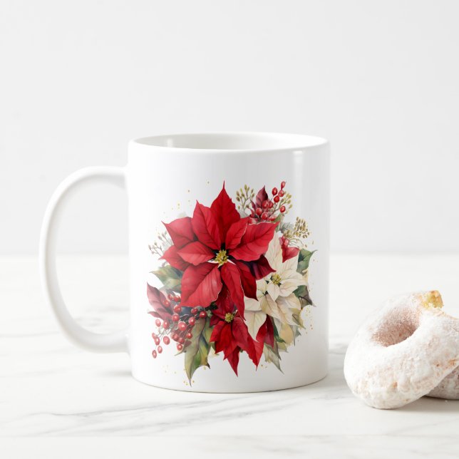 Poinsettia Coffee Mug (With Donut)