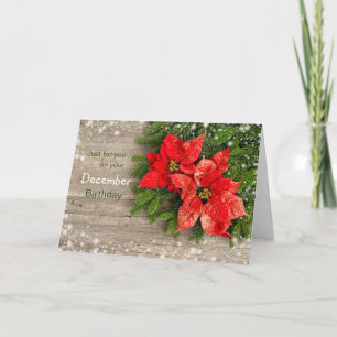 Poinsettia, December Christmas Birthday Holiday Card