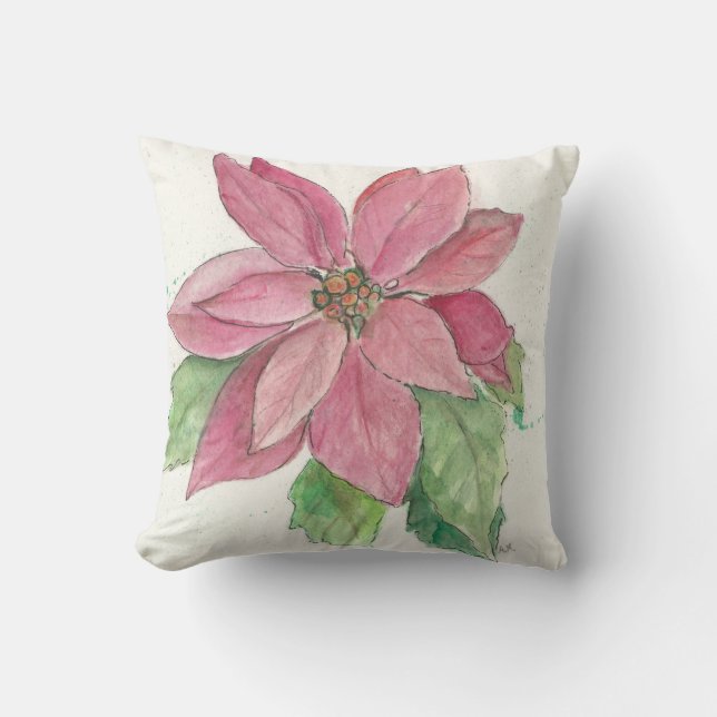 Poinsettia design on a Throw Pillow (Front)