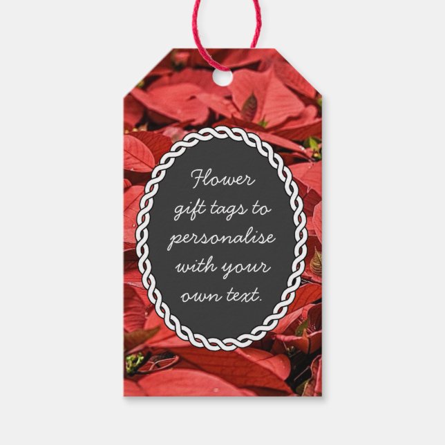 Poinsettia Elegant Custom Christmas Gift Tags (Front)
