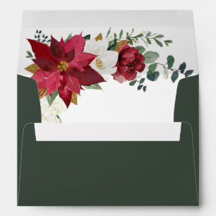 Poinsettia Elegant Red Gold White Floral Wedding Envelope