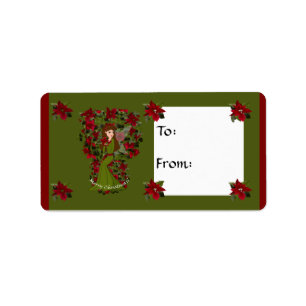 Poinsettia faery Christmas Gift Tag Avery Label