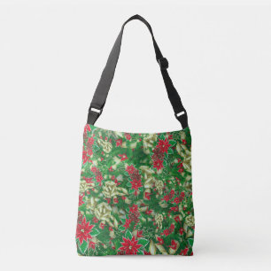 Poinsettia Fir Leaves Ribbons Floral Christmas   Crossbody Bag
