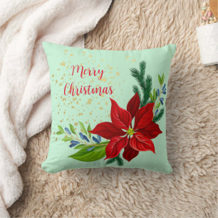 Poinsettia Floral Bouquet  Cushion