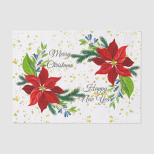 Poinsettia Floral Bouquet, Decoupage Christmas  Tissue Paper