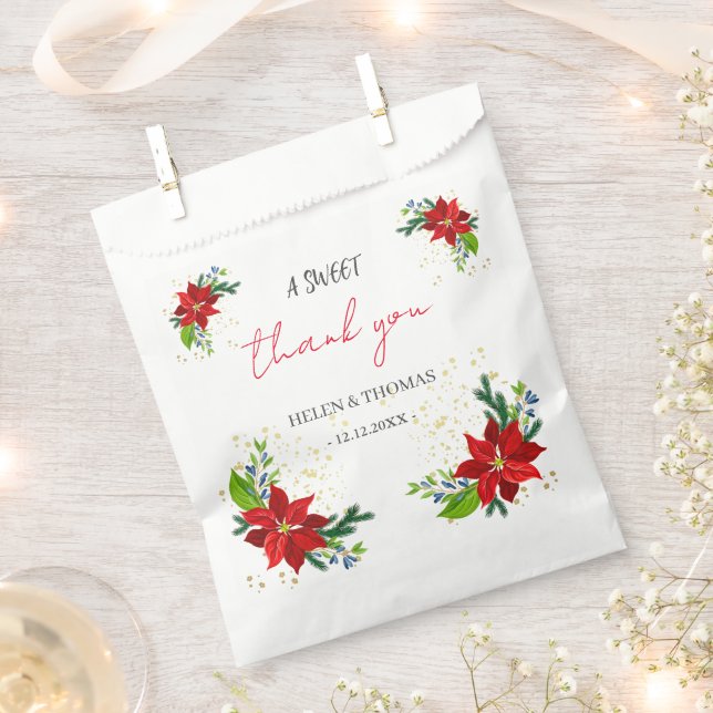 Poinsettia Floral Bouquet, Favour Bags (Clipped)