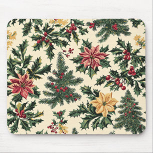 Poinsettia Floral Christmas Pattern (15) Mouse Mat