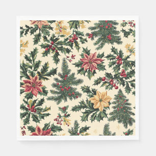 Poinsettia Floral Christmas Pattern (15) Napkin