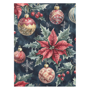 Poinsettia Floral Christmas Pattern (16) Tablecloth