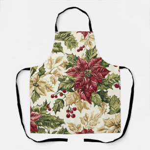 Poinsettia Floral Christmas Pattern (17) Apron