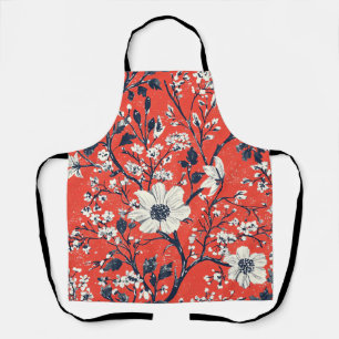 Poinsettia Floral Christmas Pattern (18) Apron