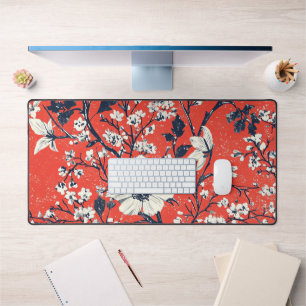 Poinsettia Floral Christmas Pattern (18) Desk Mat