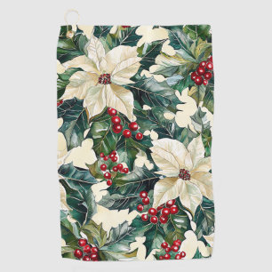 Poinsettia Floral Christmas Pattern (19) Golf Towel