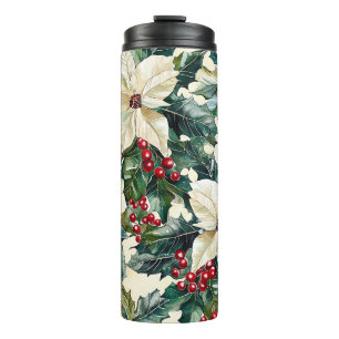 Poinsettia Floral Christmas Pattern (19) Thermal Tumbler
