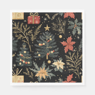 Poinsettia Floral Christmas Pattern (21) Napkin