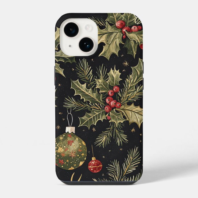 Poinsettia Floral Christmas Pattern (22) iPhone Case (Back)