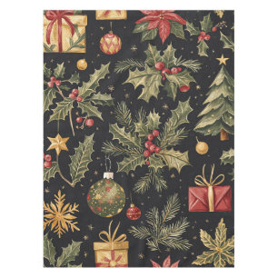 Poinsettia Floral Christmas Pattern (22) Tablecloth