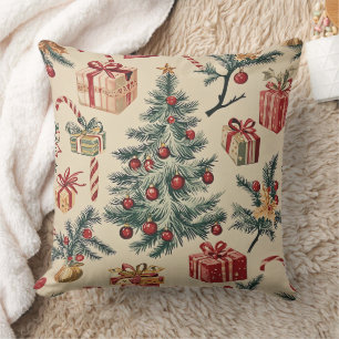 Poinsettia Floral Christmas Pattern (2) Cushion