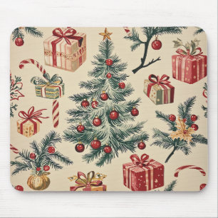 Poinsettia Floral Christmas Pattern (2) Mouse Mat