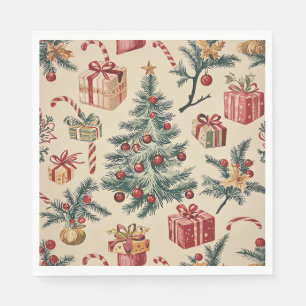 Poinsettia Floral Christmas Pattern (2) Napkin