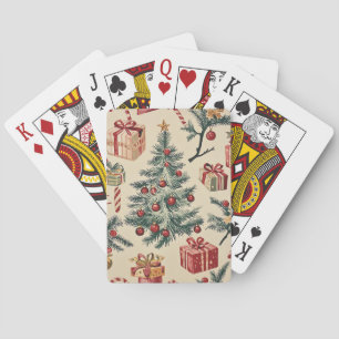Poinsettia Floral Christmas Pattern (2) Playing Cards