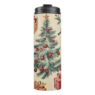 Poinsettia Floral Christmas Pattern (2) Thermal Tumbler