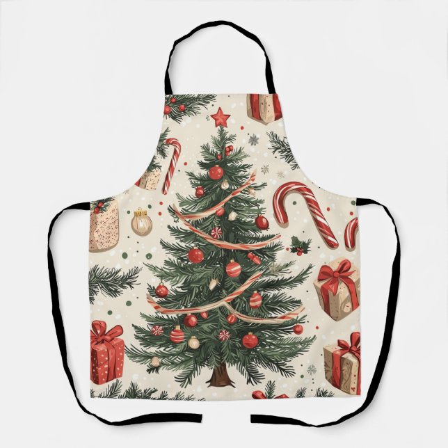 Poinsettia Floral Christmas Pattern (4) Apron (Front)