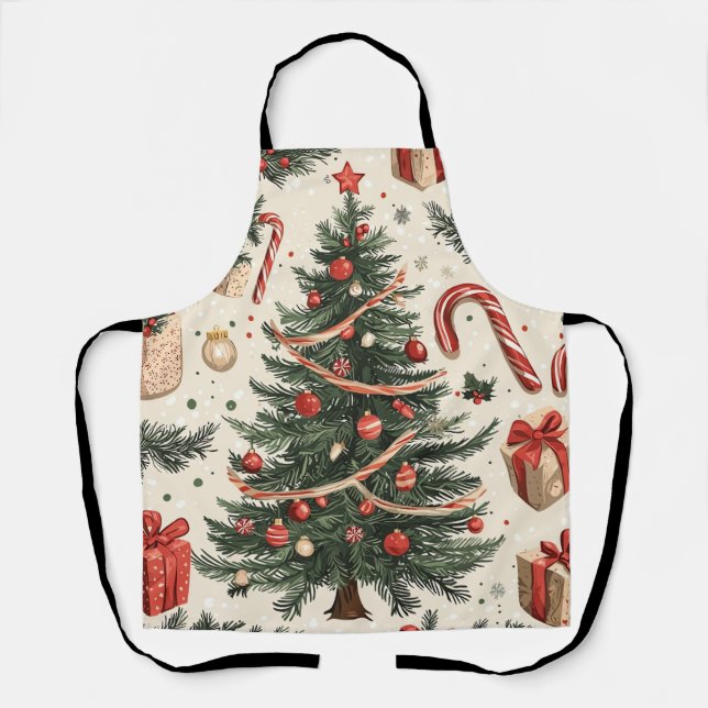 Poinsettia Floral Christmas Pattern (4) Apron (Front)