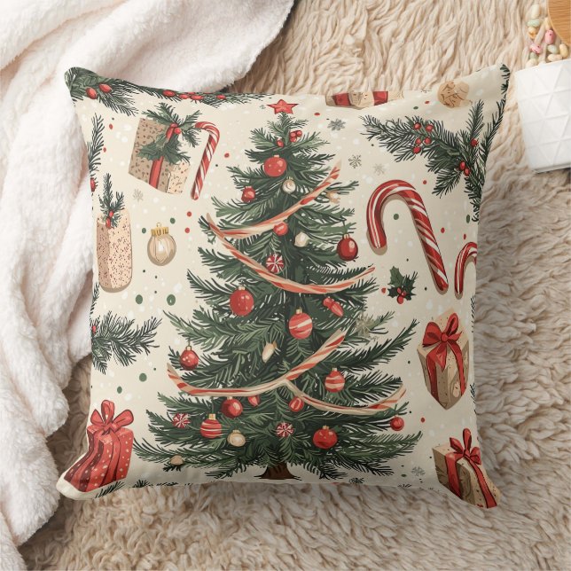 Poinsettia Floral Christmas Pattern (4) Cushion (Blanket)