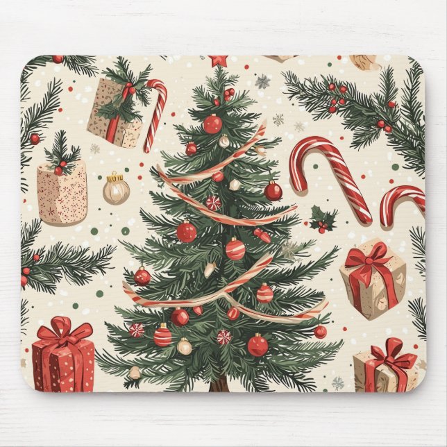 Poinsettia Floral Christmas Pattern (4) Mouse Mat (Front)