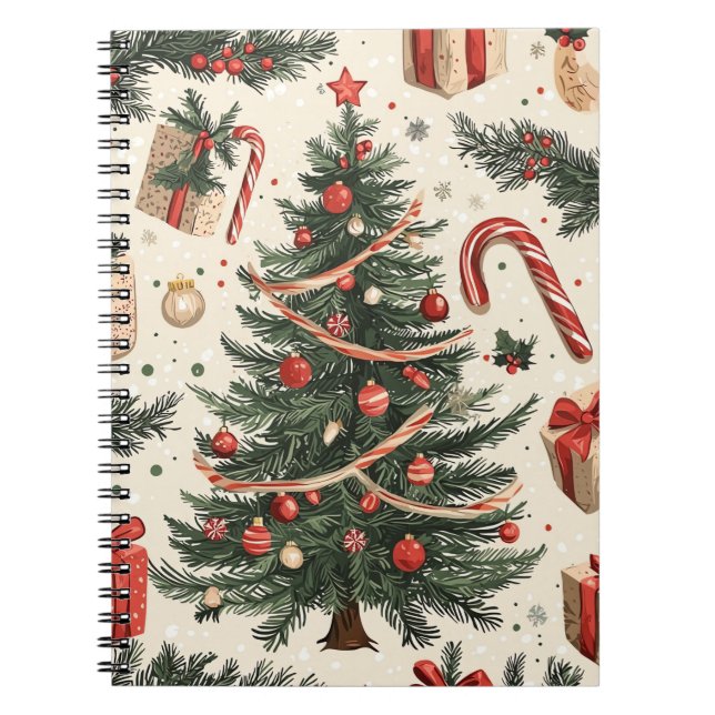 Poinsettia Floral Christmas Pattern (4) Notebook (Front)