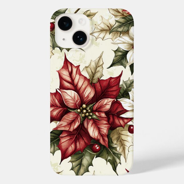 Poinsettia Floral Christmas Pattern (5) Case-Mate iPhone Case (Back)