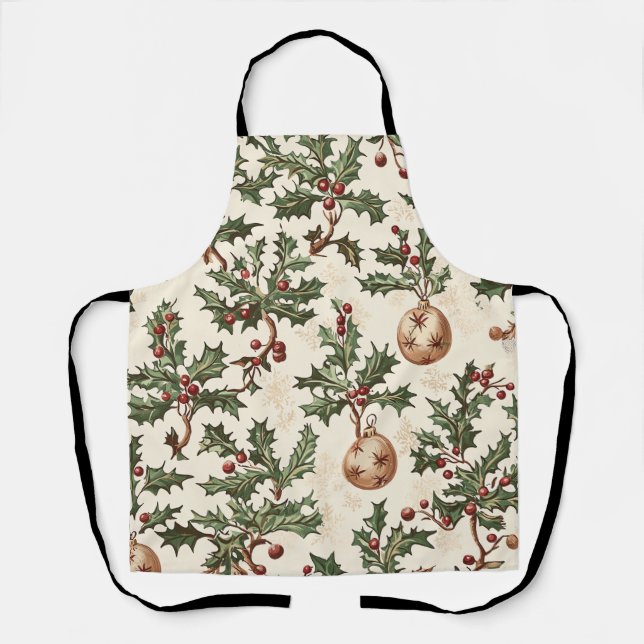 Poinsettia Floral Christmas Pattern (6) Apron (Front)
