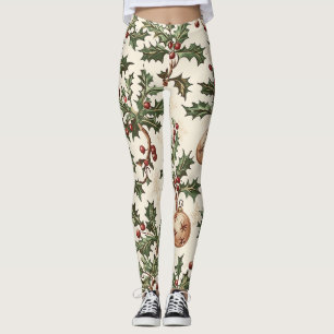 Poinsettia Floral Christmas Pattern (6) Leggings